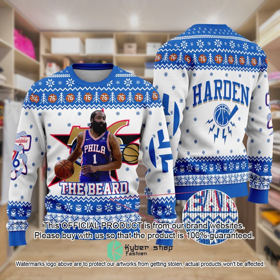 Jame Harden Philadelphia 76ers NBA Basketball Thunder Christmas Sweater