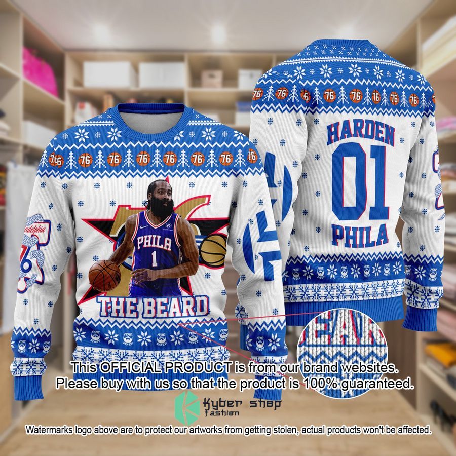 Jame Harden Philadelphia 76ers NBA Christmas Sweater
