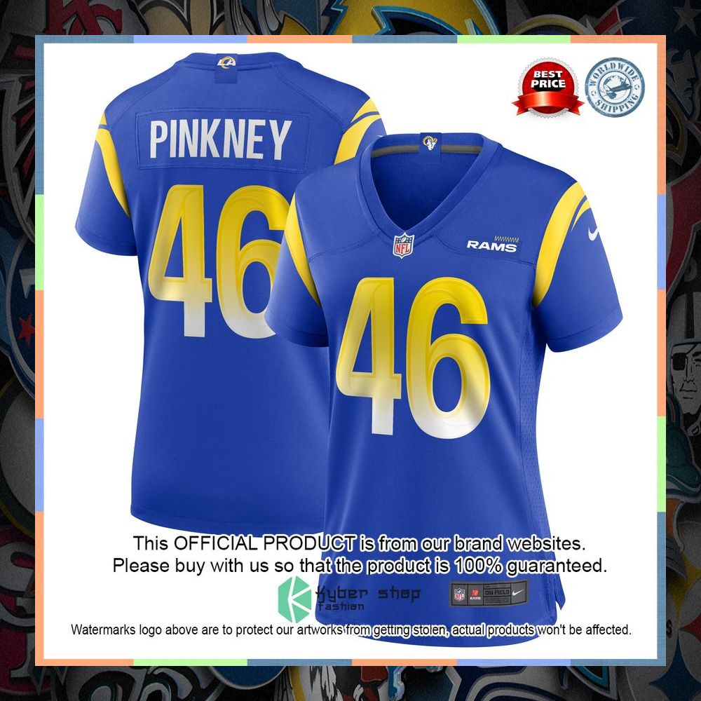 Jared Pinkney Los Angeles Rams Women's Royal Football Jersey 5 Jared Pinkney Los Angeles Rams Women's Royal Football Jersey word3