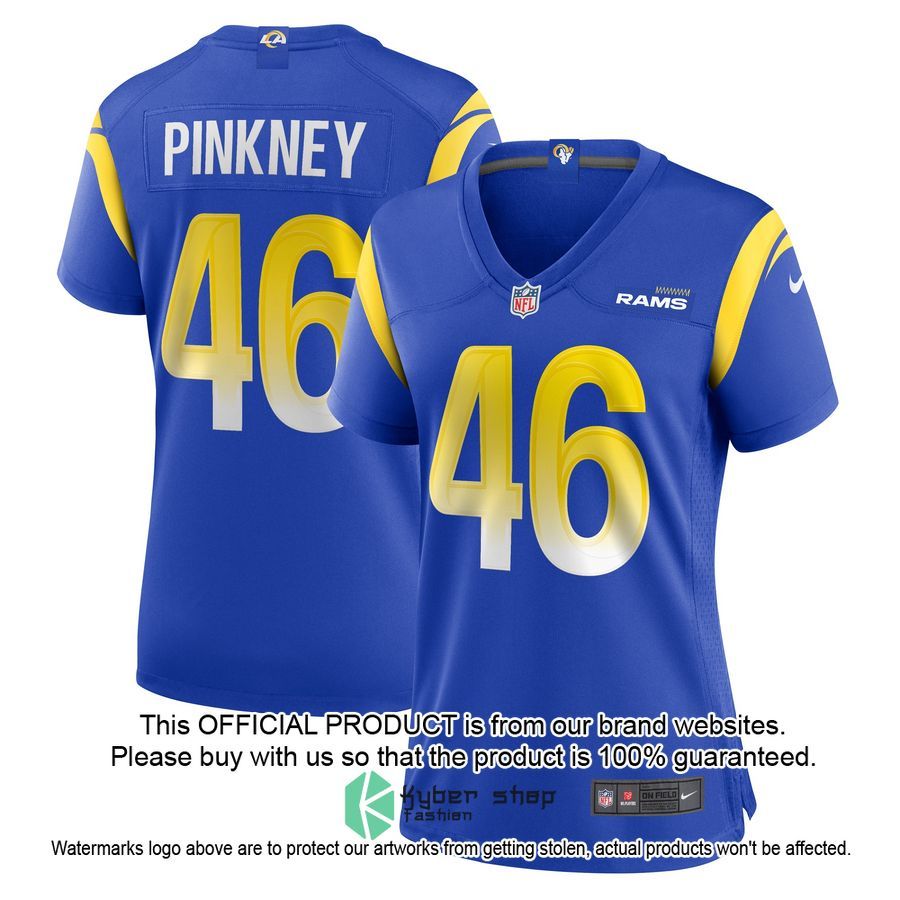 Jared Pinkney Los Angeles Rams Women's Royal Football Jersey 4 Jared Pinkney Los Angeles Rams Women's Royal Football Jersey word3