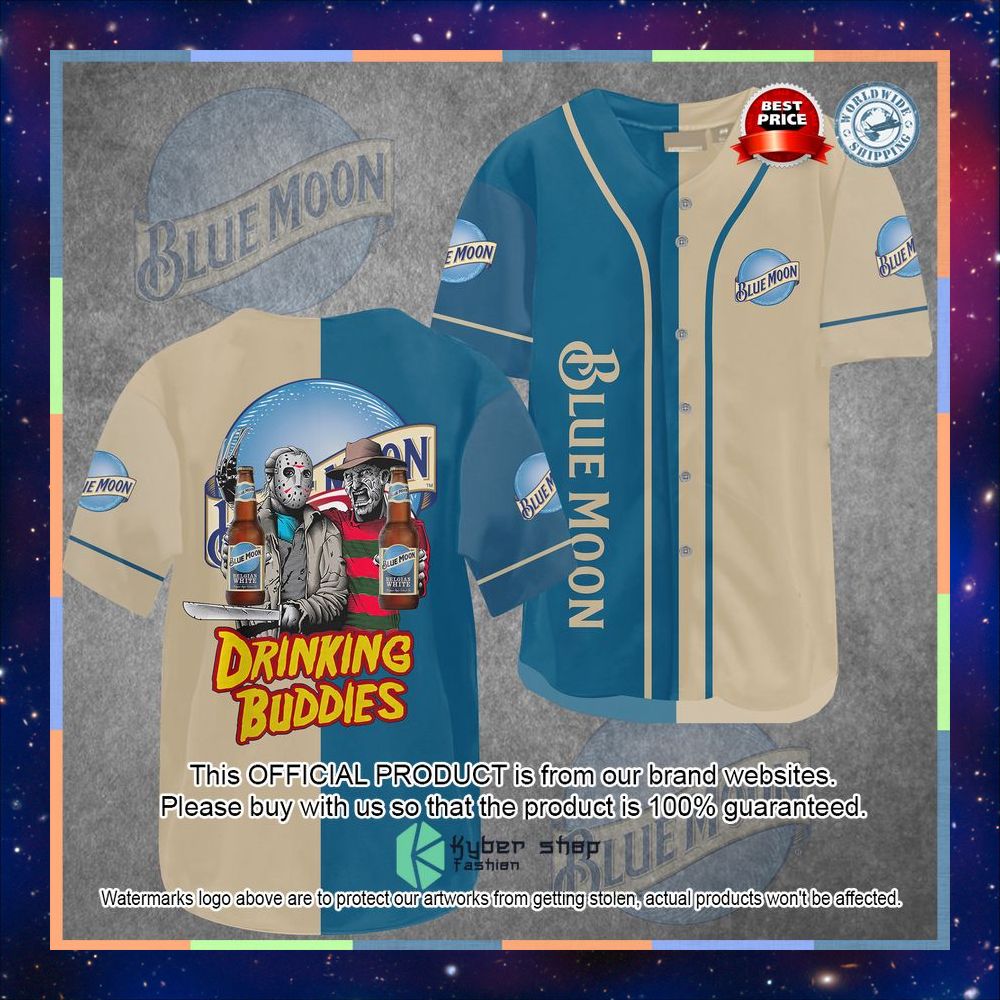 Jason Voorhees Freddy Krueger Blue Moon Drinking Buddies Baseball Jersey 5 Jason Voorhees Freddy Krueger Blue Moon Drinking Buddies Baseball Jersey word2