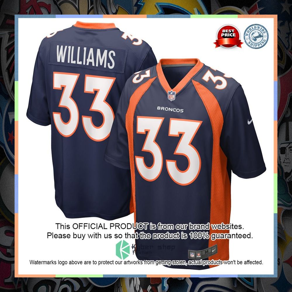 Javonte Williams Denver Broncos Home Navy Football Jersey 8 Javonte Williams Denver Broncos Home Navy Football Jersey word1