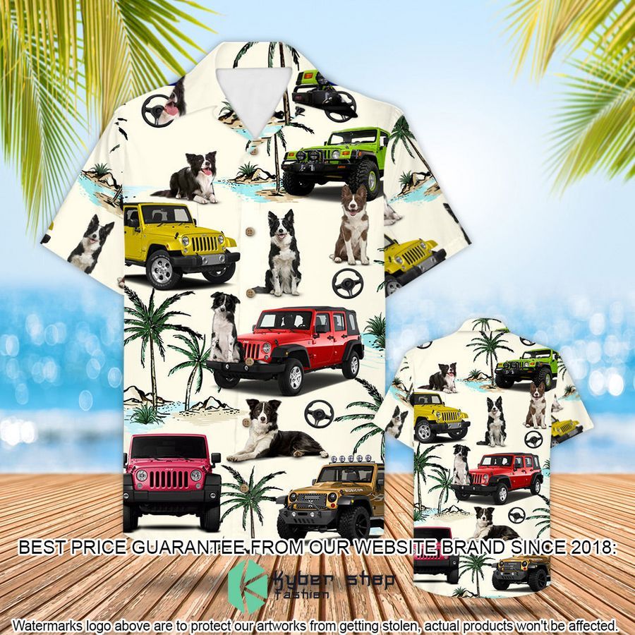 Jeep Border Collie Hawaiian Shirt word2