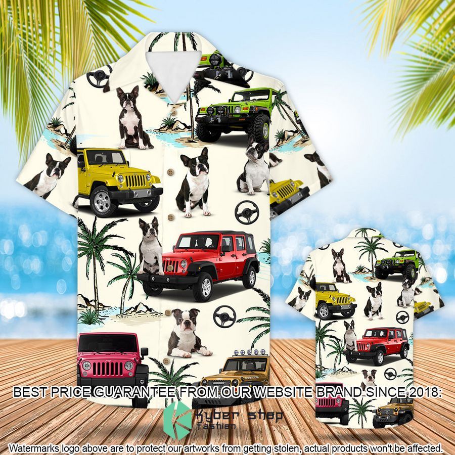 Jeep Boston Terrier Hawaiian Shirt