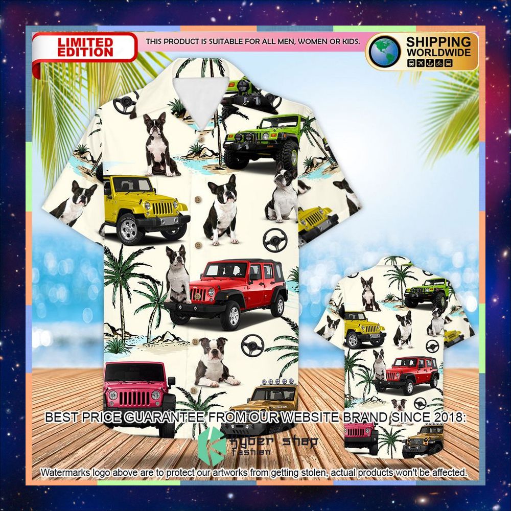 Jeep Boston Terrier Hawaiian Shirt 4 Jeep Boston Terrier Hawaiian Shirt word2