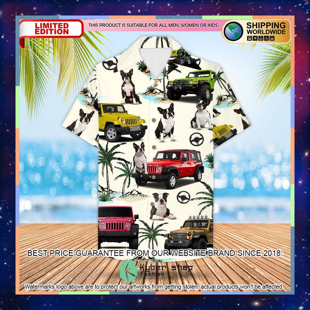 Jeep Boston Terrier Hawaiian Shirt 5 Jeep Boston Terrier Hawaiian Shirt word2
