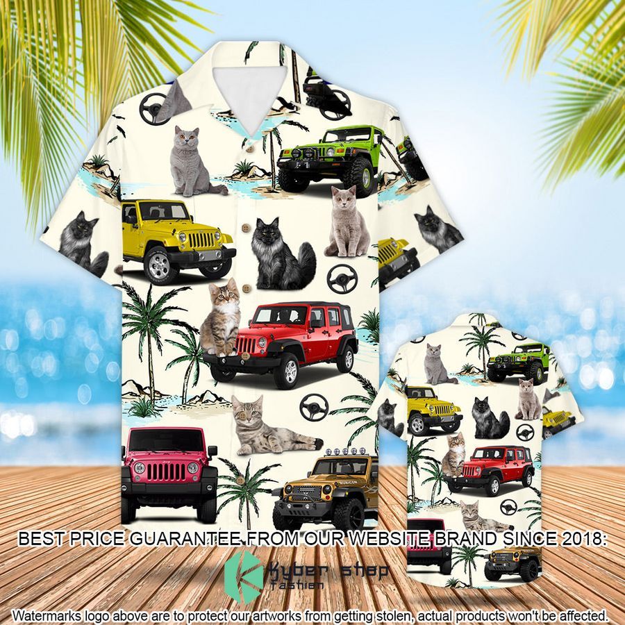 Jeep Cat Hawaiian Shirt word1