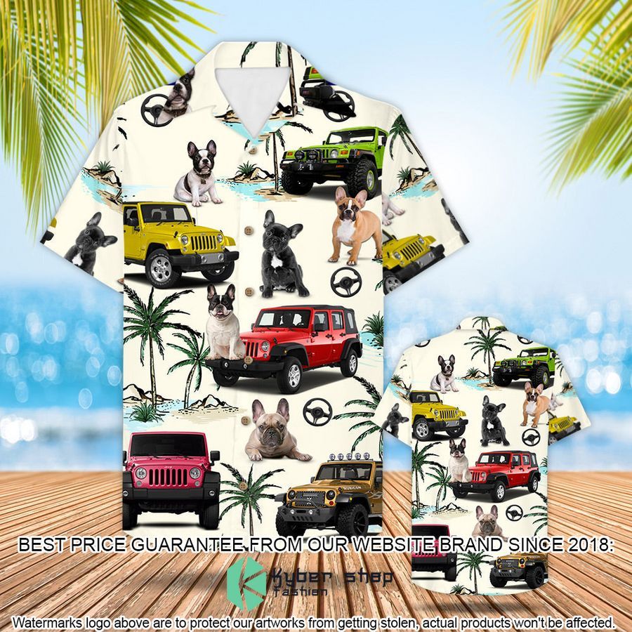 Jeep French Bulldog Hawaiian Shirt word1