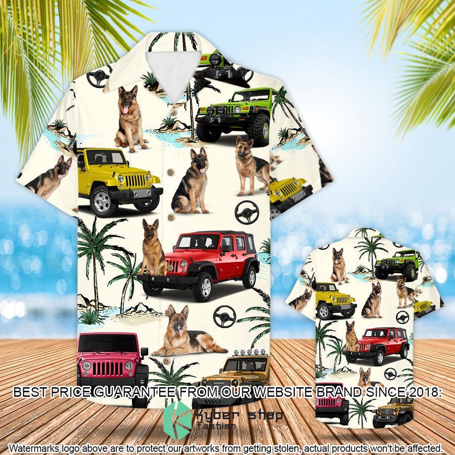 Jeep German Shepherd Hawaiian Shirt