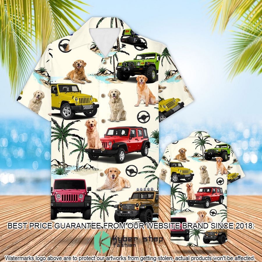 Jeep Golden Retriever Hawaiian Shirt