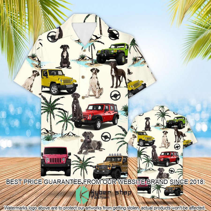 Jeep Great Dane Hawaiian Shirt