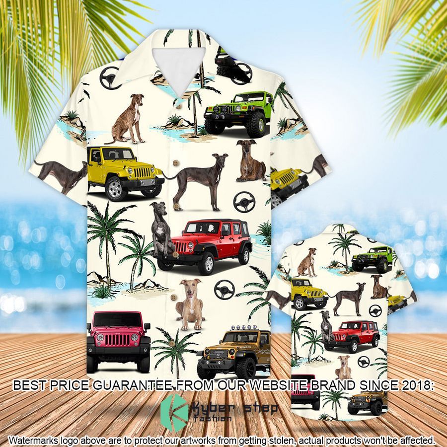 Jeep Greyhound Hawaiian Shirt word3