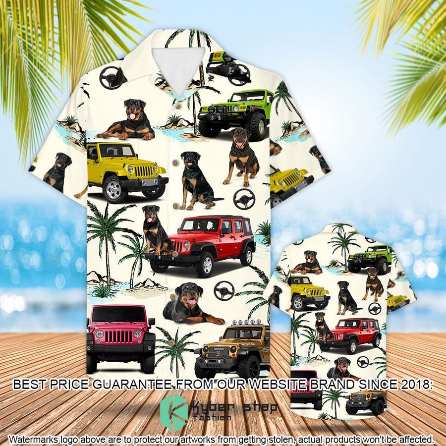 Jeep Rottweiler Hawaiian Shirt
