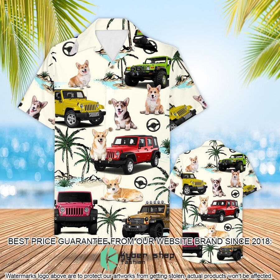 Jeep Welsh Corgi Hawaiian Shirt