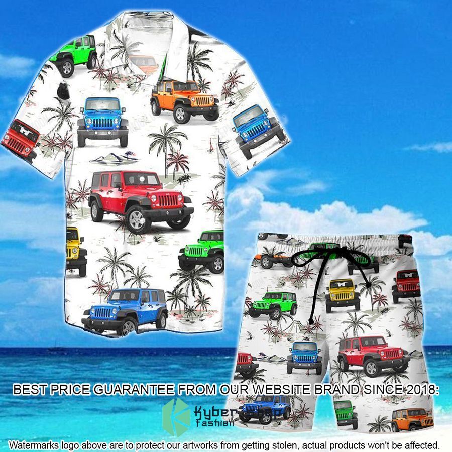 Jeep Wrangler JKU Ocean Hawaiian Shirt, Shorts