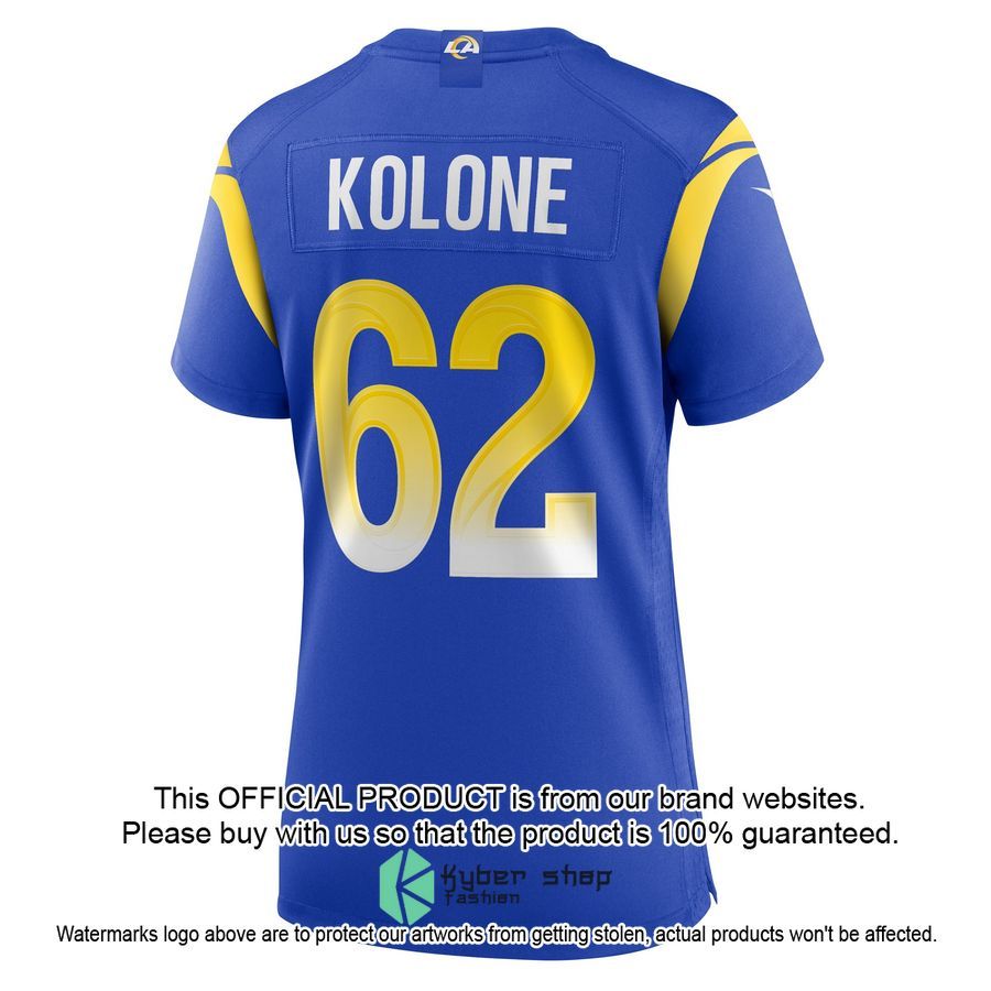 Jeremiah Kolone Los Angeles Rams Women's Team Royal Football Jersey 3 Jeremiah Kolone Los Angeles Rams Women's Team Royal Football Jersey word3
