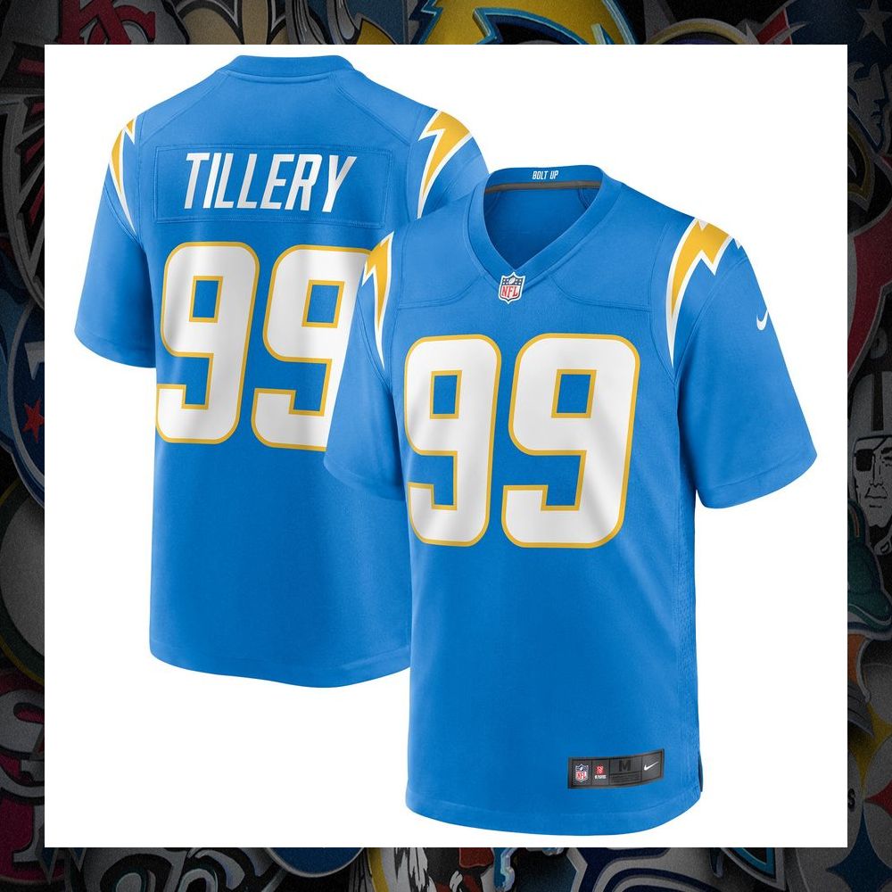 Jerry Tillery Los Angeles Chargers Powder Blue Football Jersey 8 Jerry Tillery Los Angeles Chargers Powder Blue Football Jersey word1