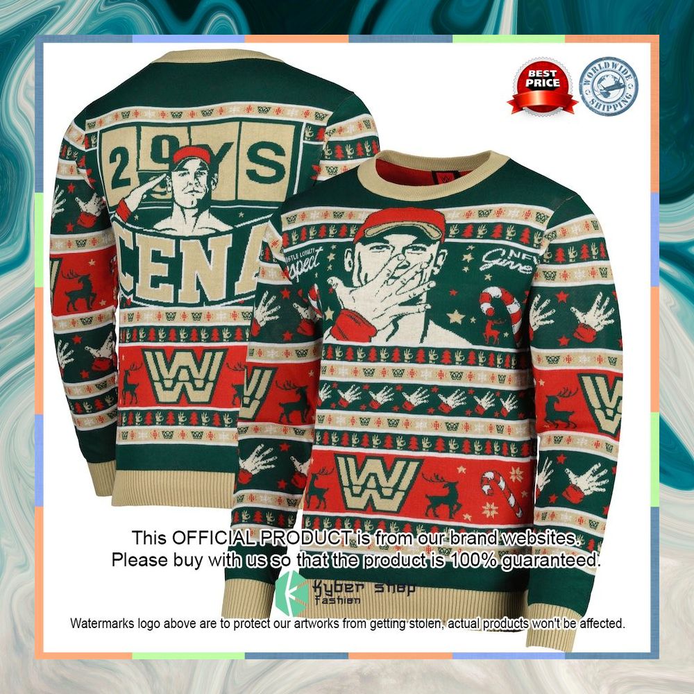 John Cena Holiday Forest Green Sweater