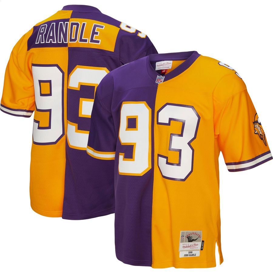 John Randle Minnesota Vikings Mitchell & Ness 1998 Split Legacy Replica Purple Gold Football Jersey