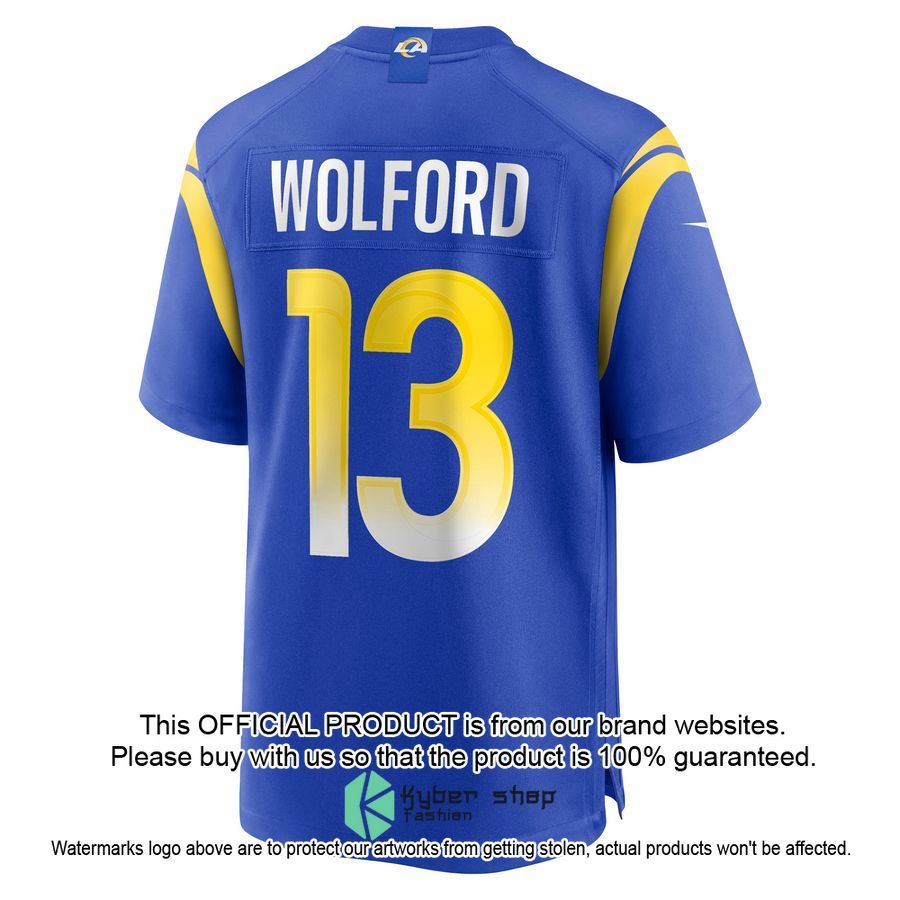 John Wolford Los Angeles Rams Royal Football Jersey 3 John Wolford Los Angeles Rams Royal Football Jersey word1
