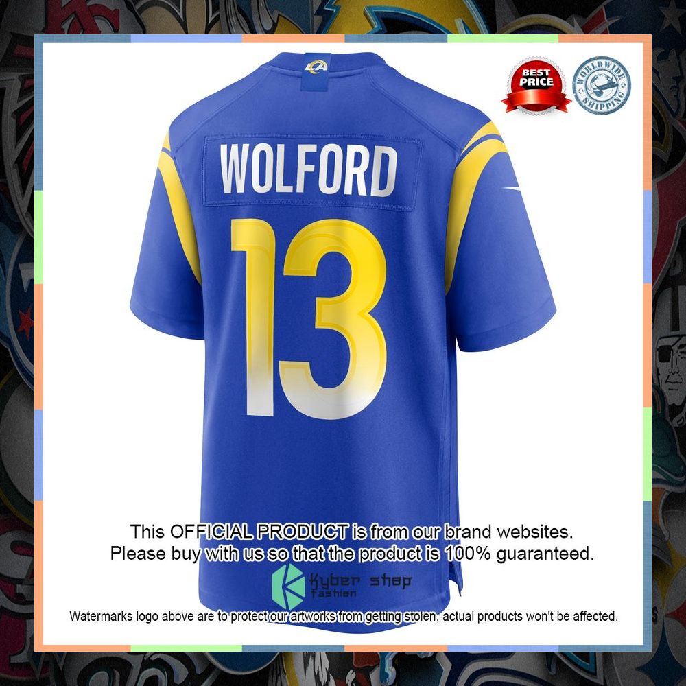 John Wolford Los Angeles Rams Royal Football Jersey 7 John Wolford Los Angeles Rams Royal Football Jersey word1
