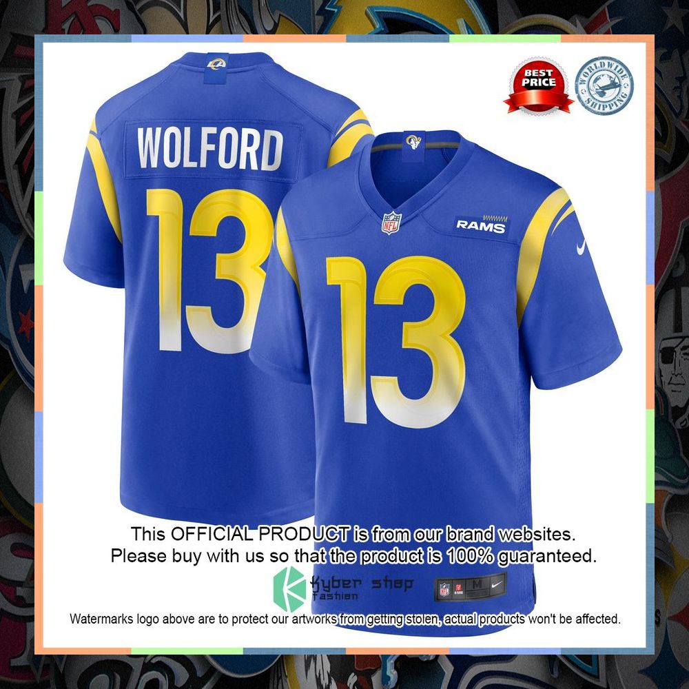 John Wolford Los Angeles Rams Royal Football Jersey 8 John Wolford Los Angeles Rams Royal Football Jersey word1