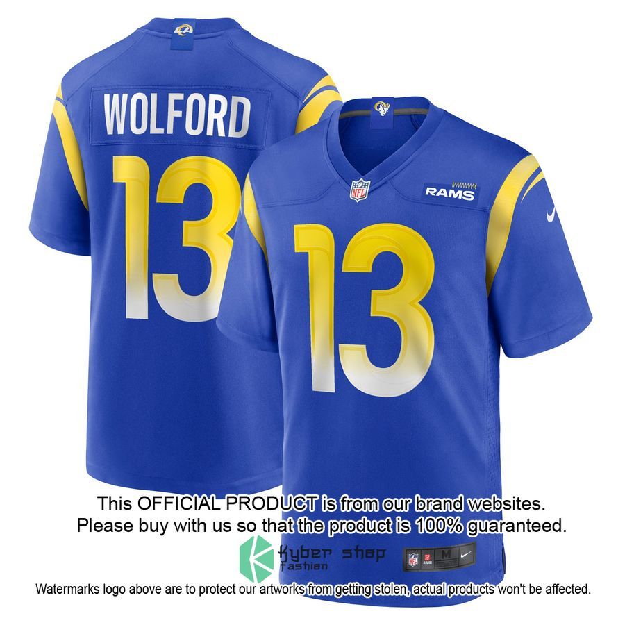 John Wolford Los Angeles Rams Royal Football Jersey 4 John Wolford Los Angeles Rams Royal Football Jersey word1