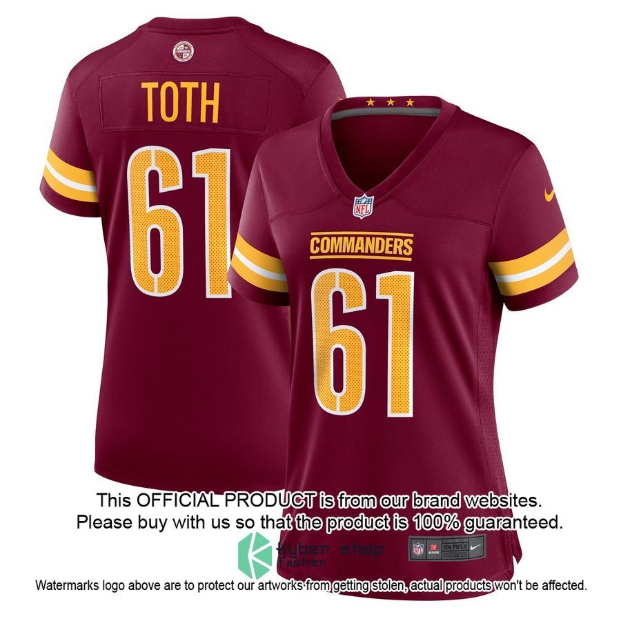 Jon Toth Washington Commanders Women's Burgundy Football Jersey 4 Jon Toth Washington Commanders Women's Burgundy Football Jersey word3