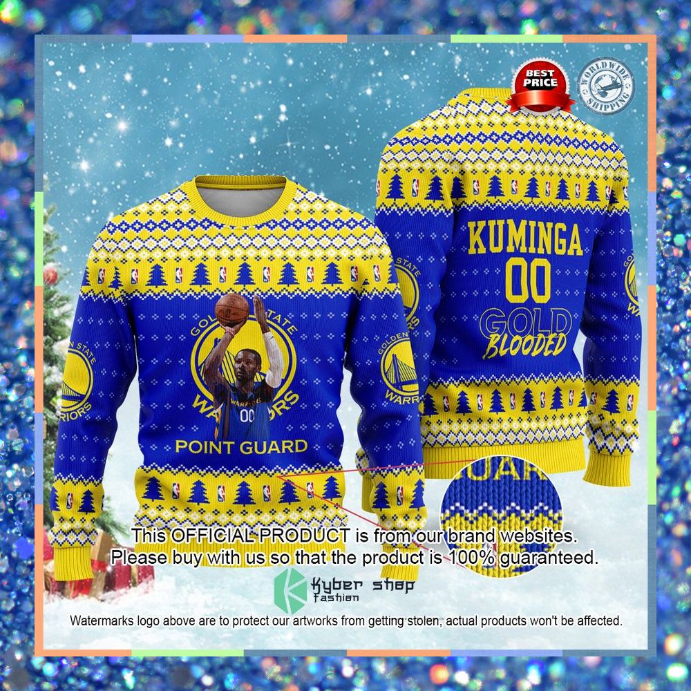Jonathan Kuminga Golden States Warriors NBA Gold Blooded Christmas Sweater 3 Jonathan Kuminga Golden States Warriors NBA Gold Blooded Christmas Sweater word2