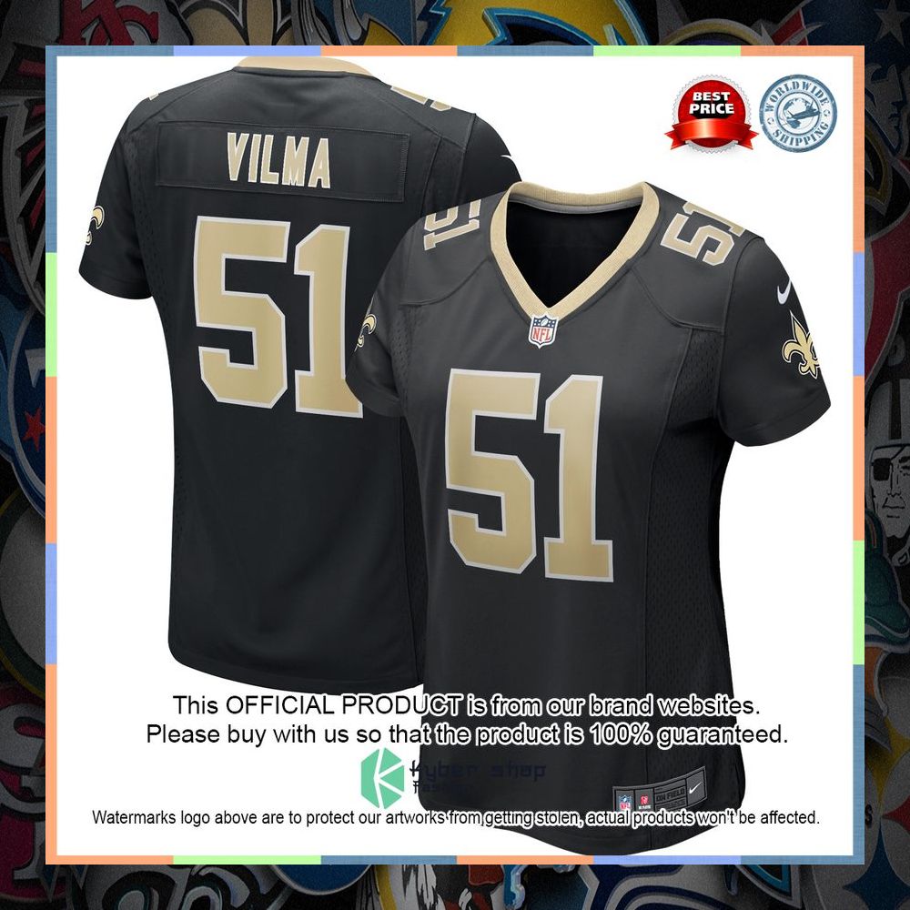 Jonathan Vilma New Orleans Saints Women's Football Retired Black Football Jersey 5 Jonathan Vilma New Orleans Saints Women's Football Retired Black Football Jersey word1