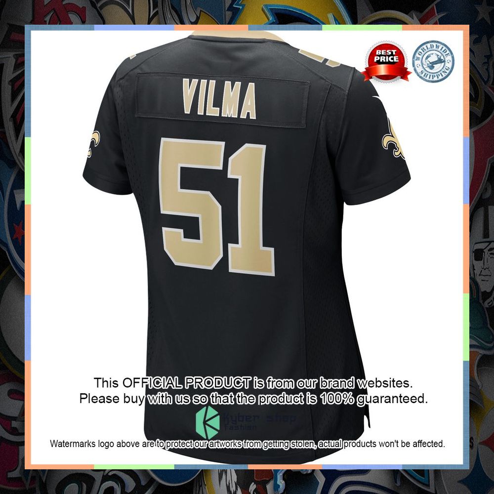 Jonathan Vilma New Orleans Saints Women's Football Retired Black Football Jersey 7 Jonathan Vilma New Orleans Saints Women's Football Retired Black Football Jersey word1