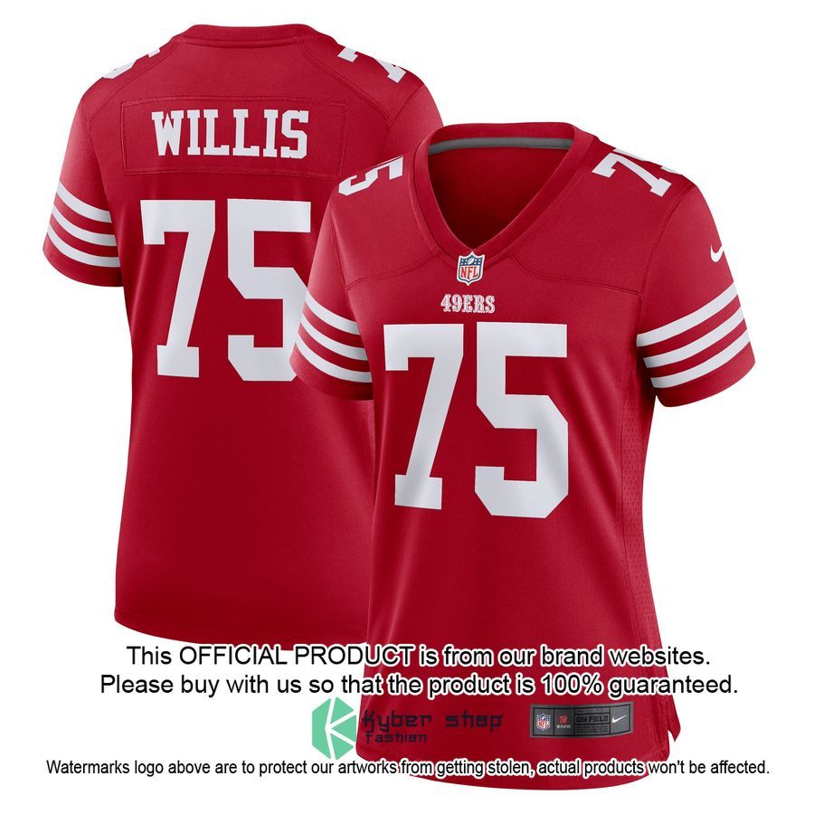 Jordan Willis San Francisco 49ers Women's Team Scarlet Football Jersey 4 Jordan Willis San Francisco 49ers Women's Team Scarlet Football Jersey word2