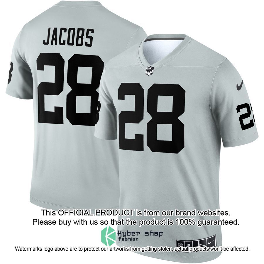 Josh Jacobs Las Vegas Raiders Inverted Legend Silver Football Jersey