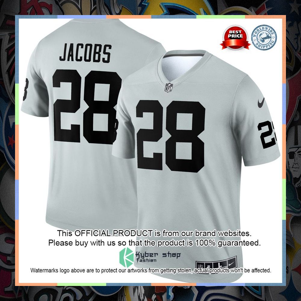 Josh Jacobs Las Vegas Raiders Inverted Legend Silver Football Jersey 8 Josh Jacobs Las Vegas Raiders Inverted Legend Silver Football Jersey word1