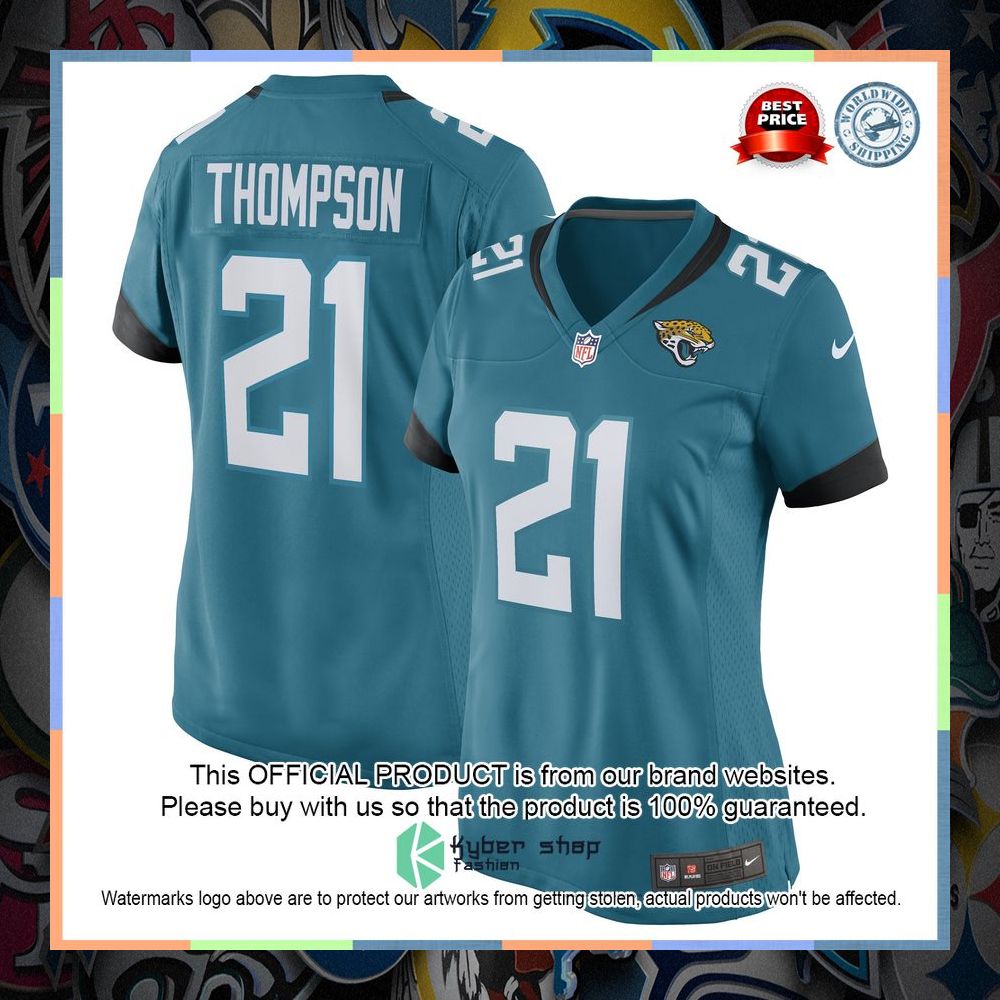 Josh Thompson Jacksonville Jaguars Women's Teal Football Jersey 5 Josh Thompson Jacksonville Jaguars Women's Teal Football Jersey word2