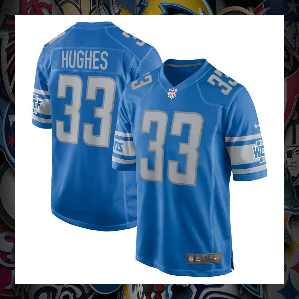 JuJu Hughes Detroit Lions Blue Football Jersey 8 JuJu Hughes Detroit Lions Blue Football Jersey word3