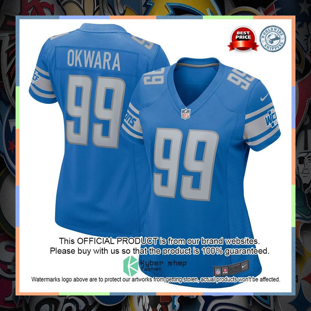 Julian Okwara Detroit Lions Women's Blue Football Jersey 5 Julian Okwara Detroit Lions Women's Blue Football Jersey word3