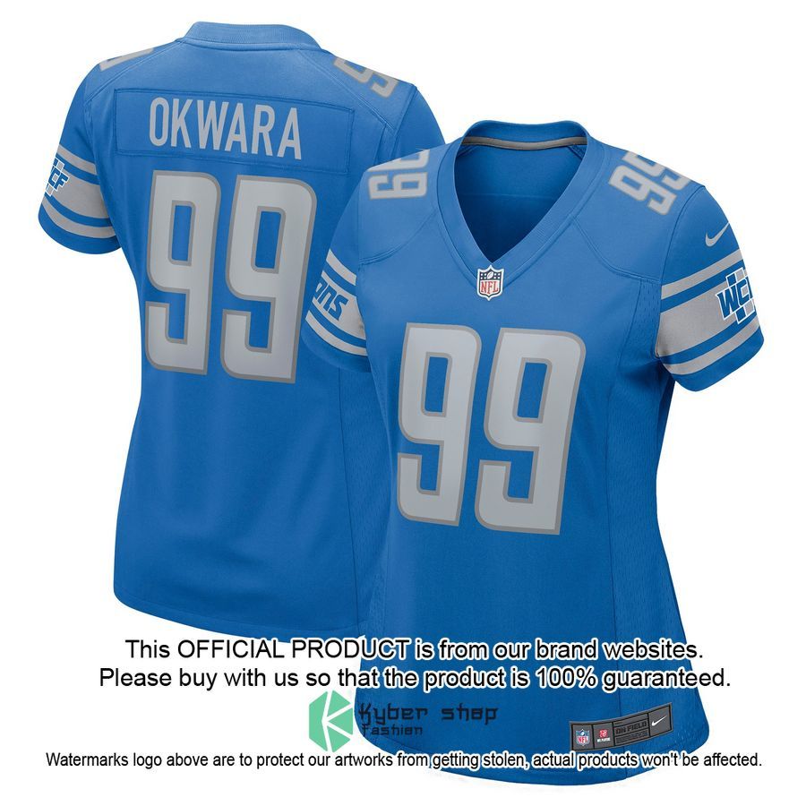 Julian Okwara Detroit Lions Women's Blue Football Jersey 4 Julian Okwara Detroit Lions Women's Blue Football Jersey word3