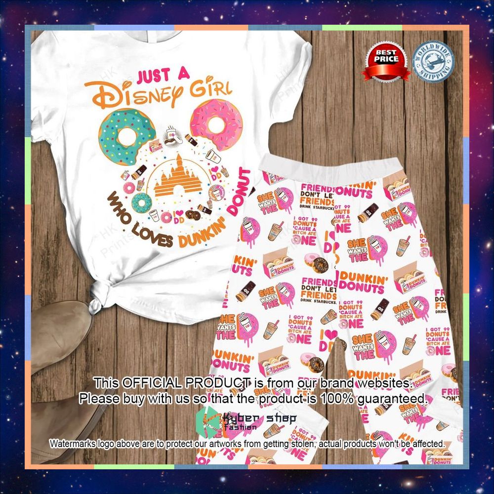 Just a Disney Girl Who Loves Donkin Donut Pajamas Set 3 Just a Disney Girl Who Loves Donkin Donut Pajamas Set word1