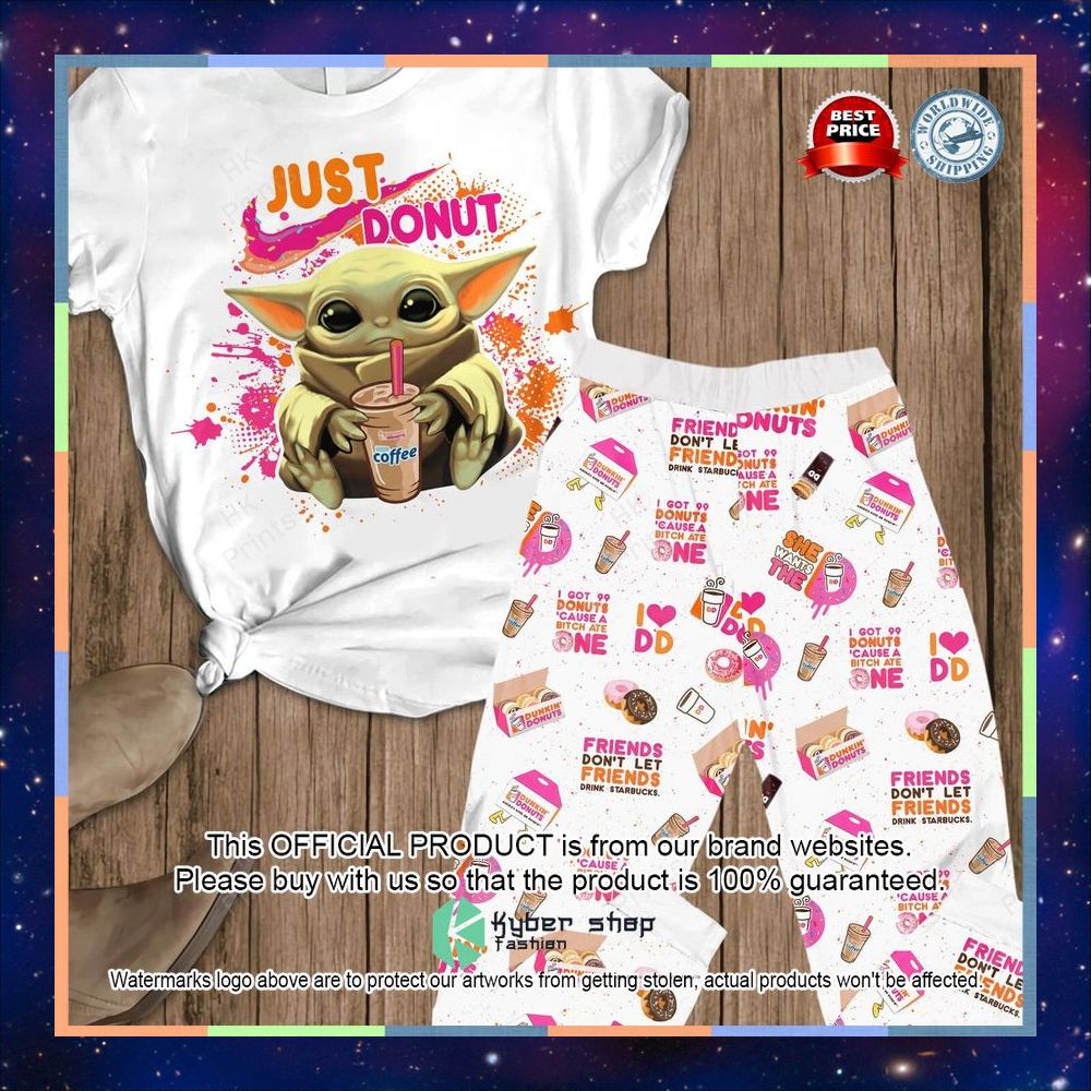 Just Donut Baby Yoda Donkin Donut Pajamas Set 3 Just Donut Baby Yoda Donkin Donut Pajamas Set word3