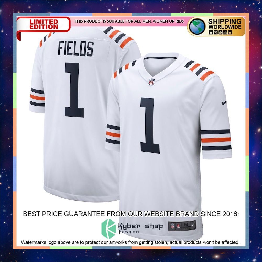 Justin Fields Chicago Bears 2021 NFL Draft First Round Pick Alternate Classic White Football Jersey 36 Justin Fields Chicago Bears 2021 NFL Draft First Round Pick Alternate Classic White Football Jersey word1