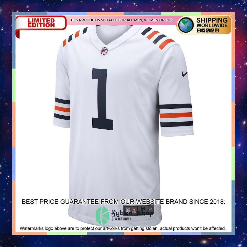 Justin Fields Chicago Bears 2021 NFL Draft First Round Pick Alternate Classic White Football Jersey 37 Justin Fields Chicago Bears 2021 NFL Draft First Round Pick Alternate Classic White Football Jersey word1