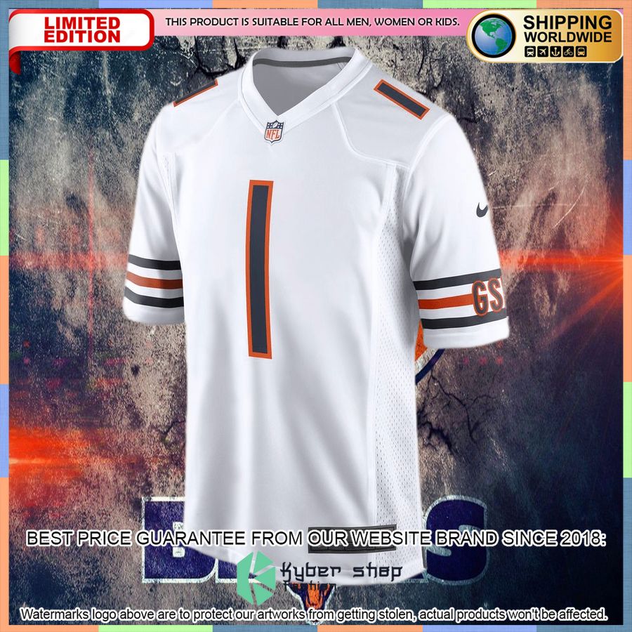 Justin Fields Chicago Bears White Football Jersey 5 Justin Fields Chicago Bears White Football Jersey word3