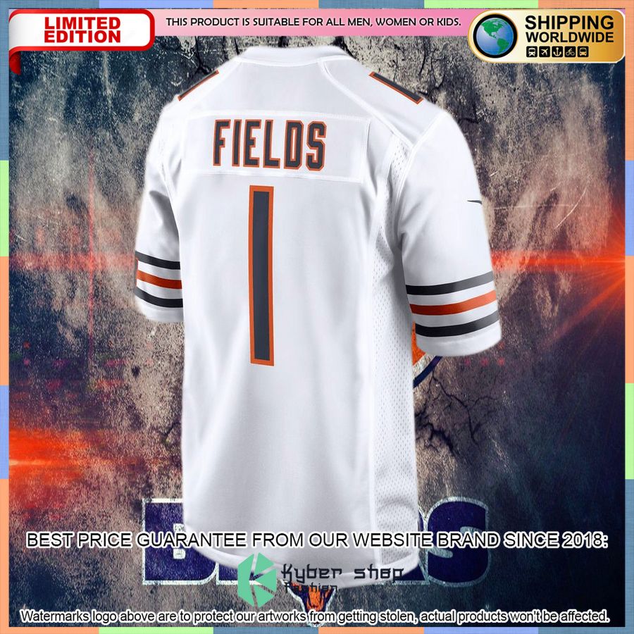 Justin Fields Chicago Bears White Football Jersey 6 Justin Fields Chicago Bears White Football Jersey word3