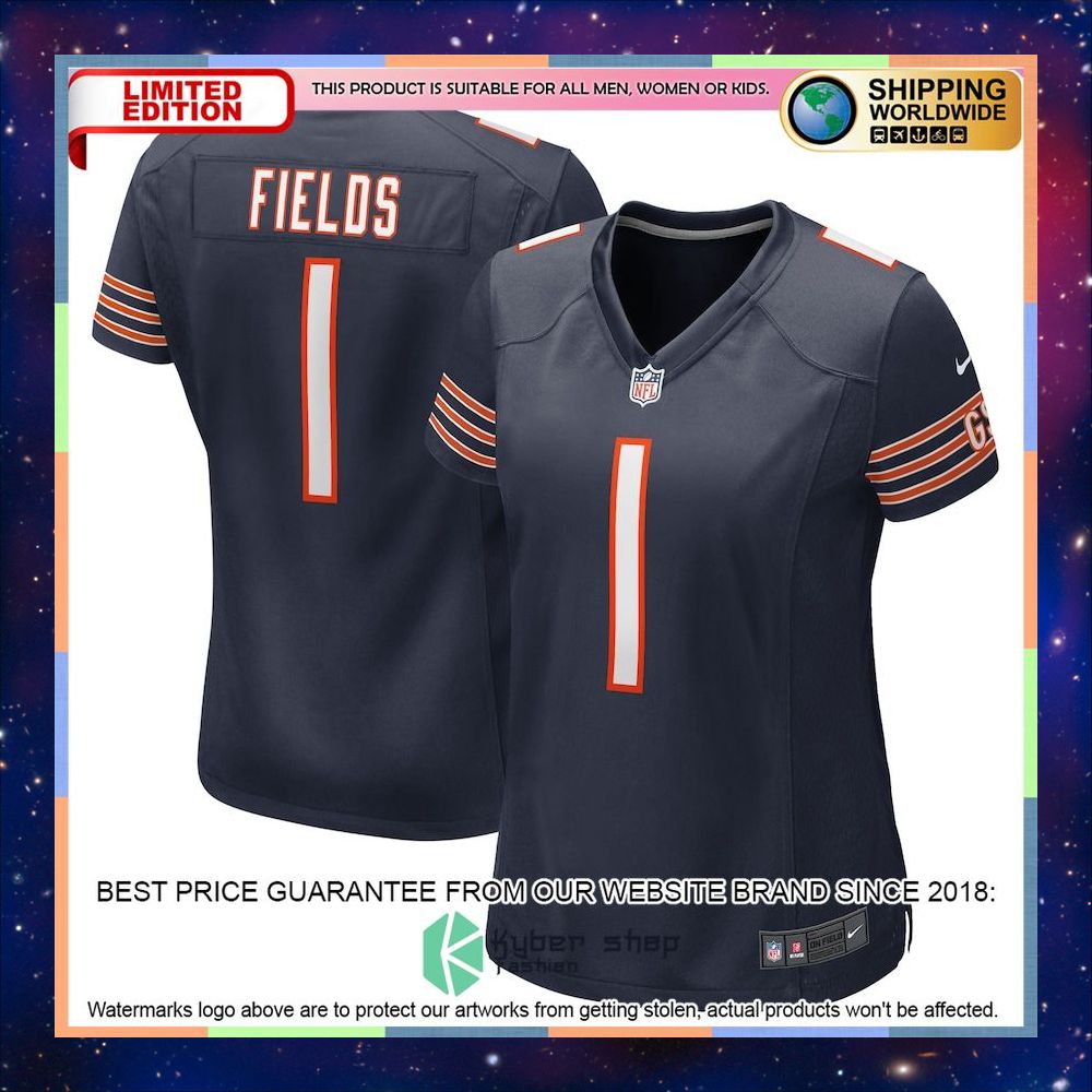 Justin Fields Chicago Bears Women's Player Navy Football Jersey 4 Justin Fields Chicago Bears Women's Player Navy Football Jersey word3