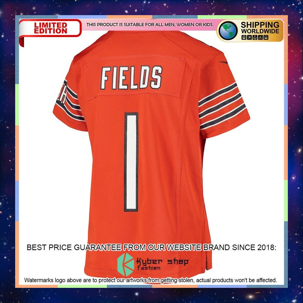 Justin Fields Chicago Bears Youth Orange Football Jersey 6 Justin Fields Chicago Bears Youth Orange Football Jersey word2