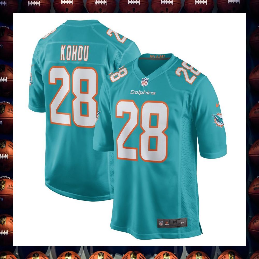 Kader Kohou Miami Dolphins Aqua Football Jersey 4 Kader Kohou Miami Dolphins Aqua Football Jersey word1
