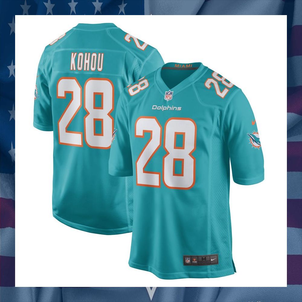 Kader Kohou Miami Dolphins Aqua Football Jersey 8 Kader Kohou Miami Dolphins Aqua Football Jersey word1
