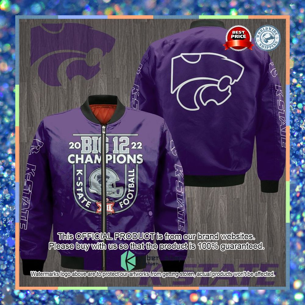 Kansas State Wildcats Big 12 Champions Bomber Jacket 3 Kansas State Wildcats Big 12 Champions Bomber Jacket word1