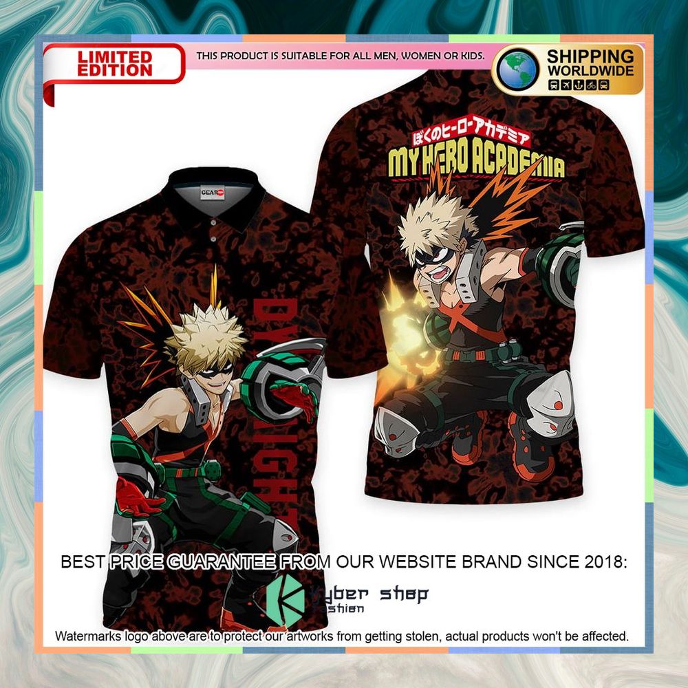 Katsuki Bakugo My Hero Academia Anime Polo Shirt 4 Katsuki Bakugo My Hero Academia Anime Polo Shirt word1